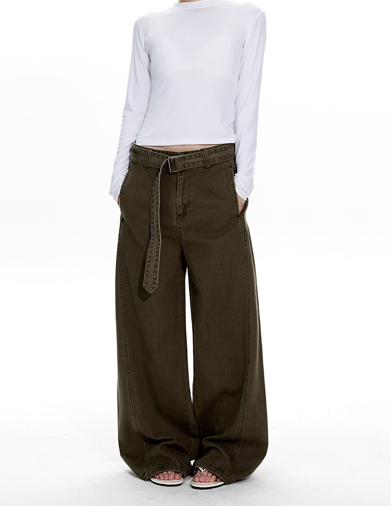 MADWITCH BELT DETAIL WIDE LEG JEANS #CK6919