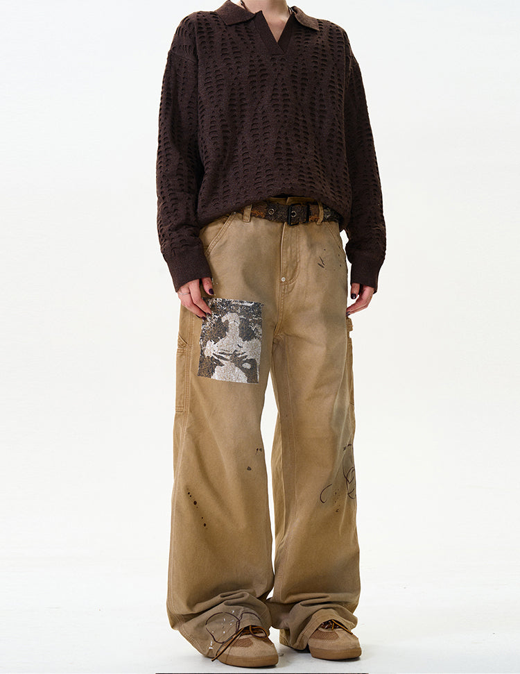 MADWITCH SPLATTER PAINTED WORKWEAR JEANS #CK3330