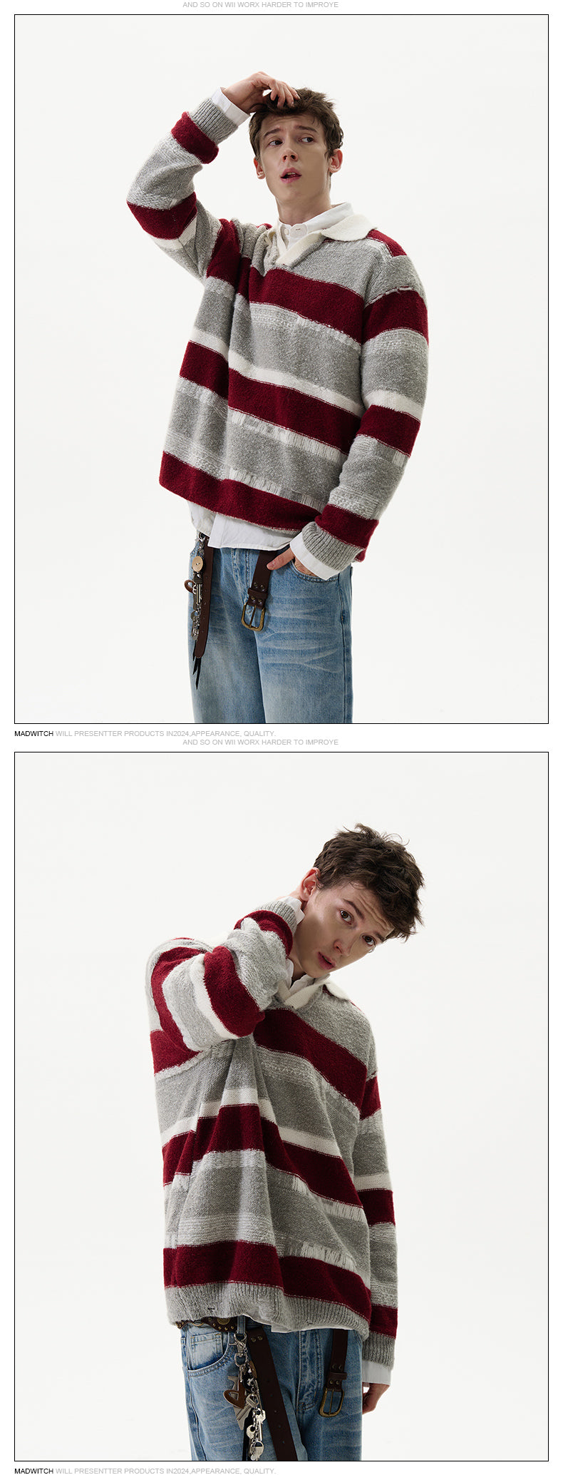 MADWITCH IRREGULAR STRIPED SWEATER #G840