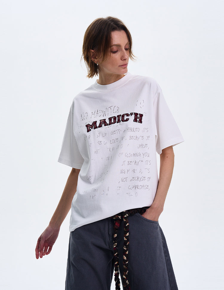 MADWITCH ORIGINAL LETTER PRINT T-SHIRT #MD4116