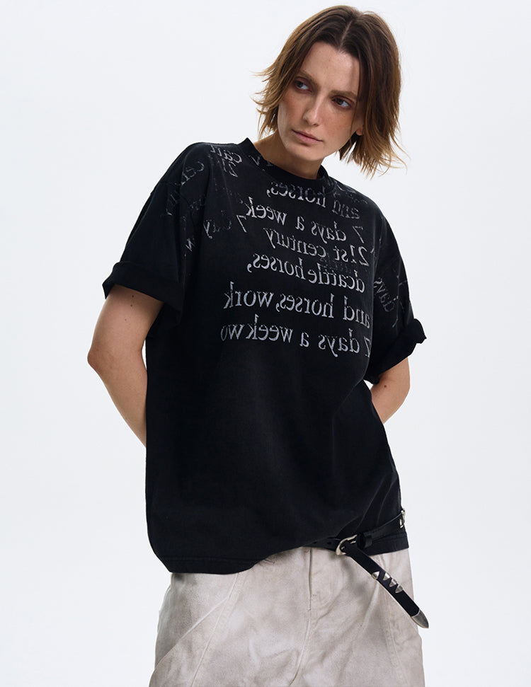MADWITCH GRADIENT LETTER PRINT T-SHIRT #MD4150