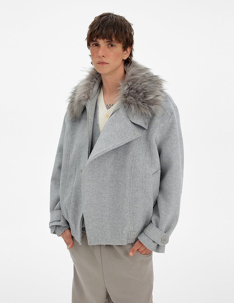 MADWITCH DECONSTRUCTED FUR COLLAR PARKA #990922