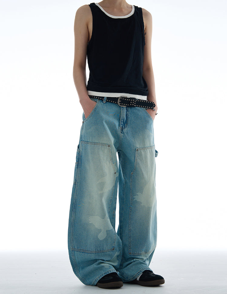 MADWITCH PEACE DOVE PRINT DENIM JEANS #CK9573