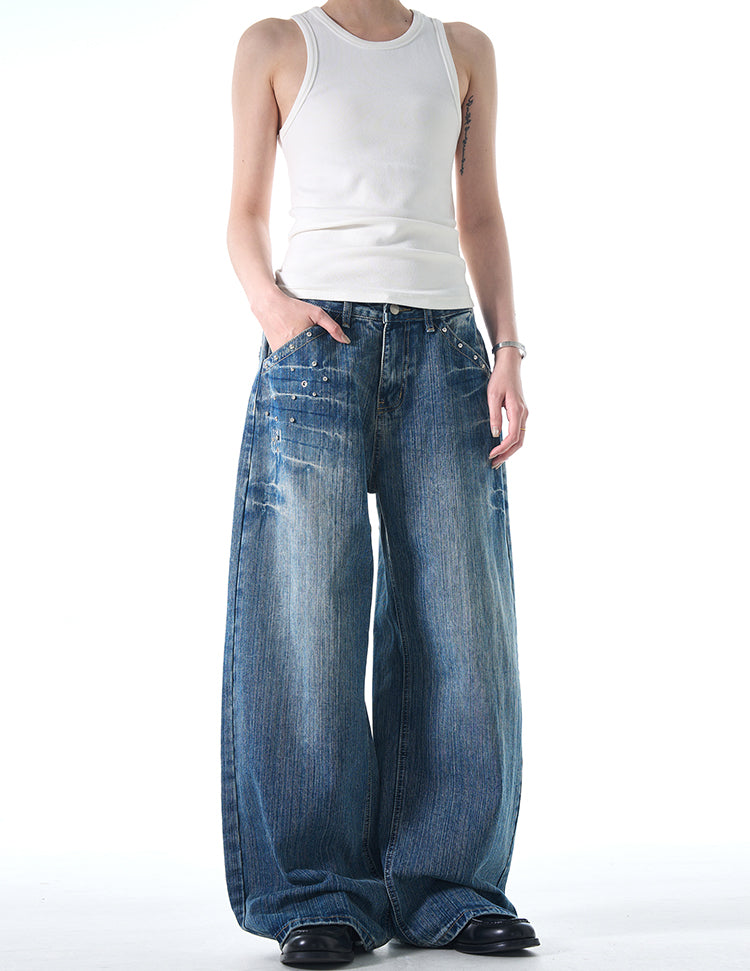 MADWITCH STUDDED VINTAGE JEANS #FX069