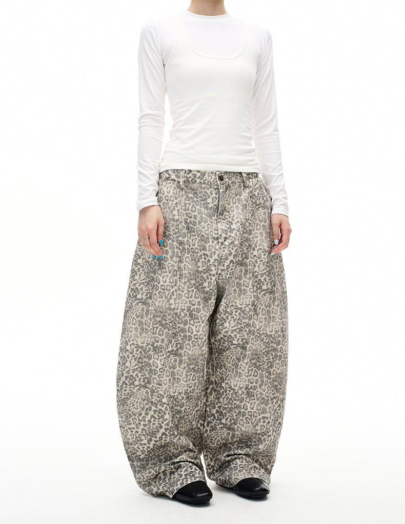 MADWITCH VINTAGE LEOPARD WIDE JEANS #A616