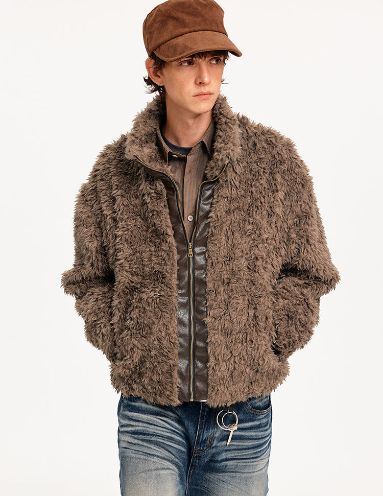 MADWITCH PATCHWORK SHEARLING COLLAR JACKET #256152