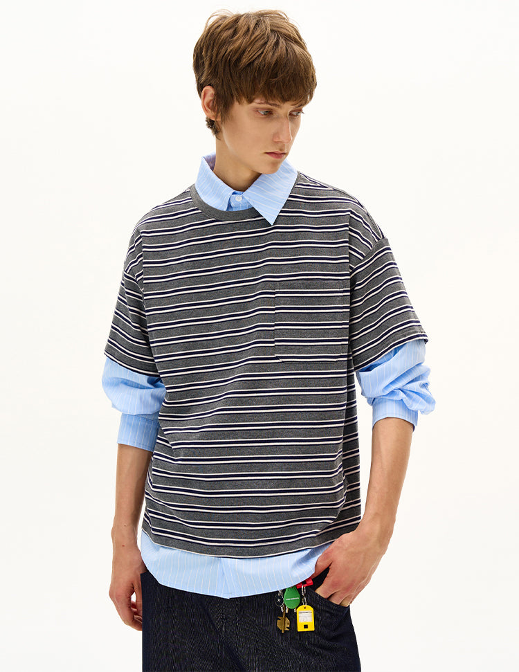 MADWITCH UNISEX FAKE TWO-PIECE LONG SLEEVE TOP #T009