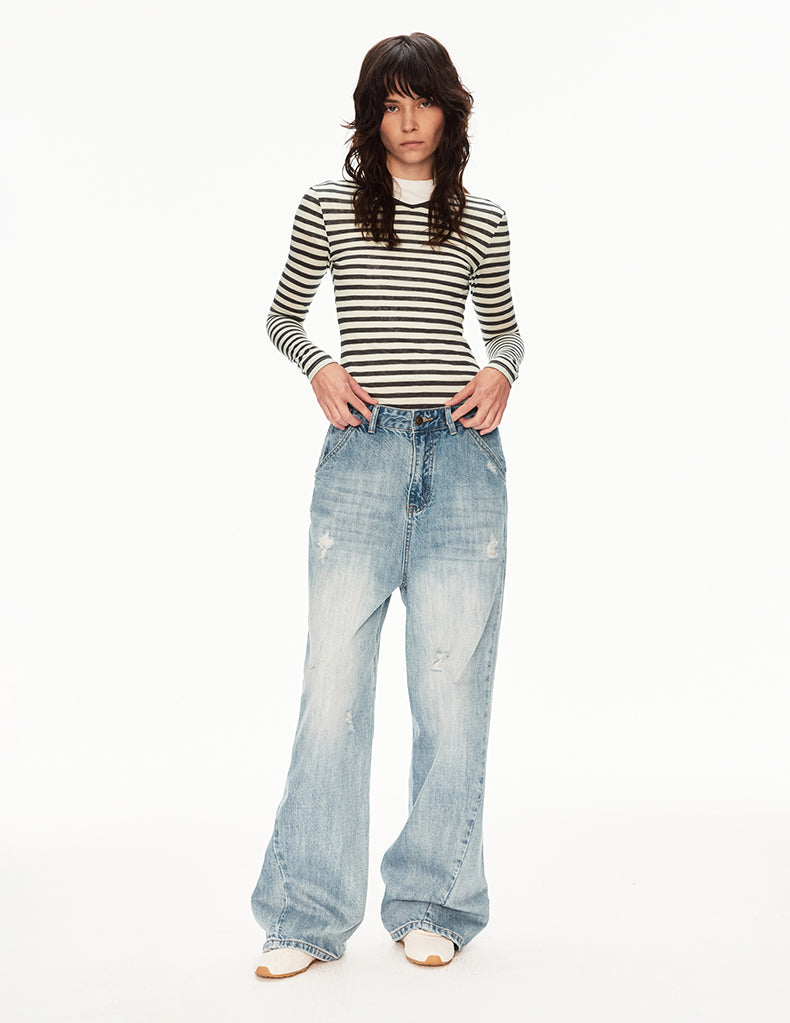 MADWIT RIPPED WASH JEANS #WH0A129