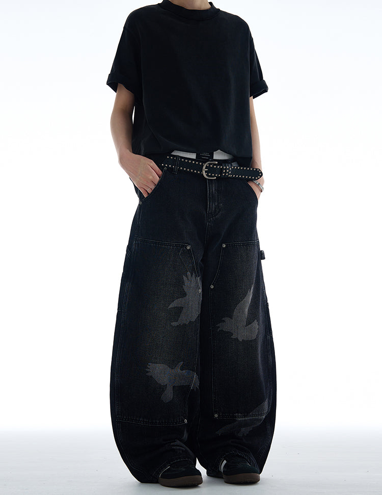 MADWITCH AMERICAN STYLE PEACE DOVE PRINT DENIM JEANS #CK9575