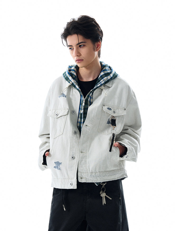 MADWITCH DISTRESSED WASHED DENIM JACKET #C177C25