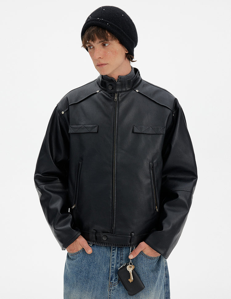 MADWITCH DECONSTRUCTED PU BIKER DOWN JACKET #YR001