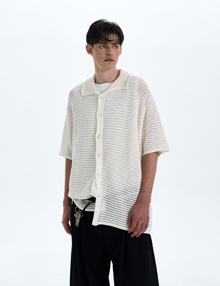 MADWITCH MESH KNIT SHORT SLEEVE TOP #DF8448