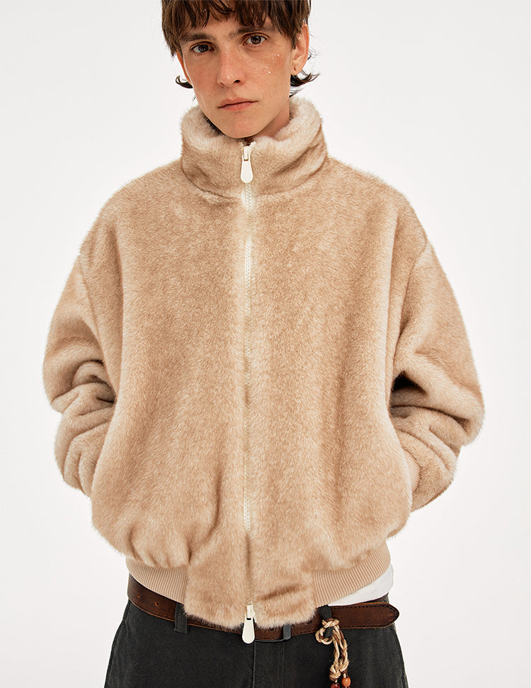 MADWITCH FAUX FUR STAND COLLAR COAT #256086