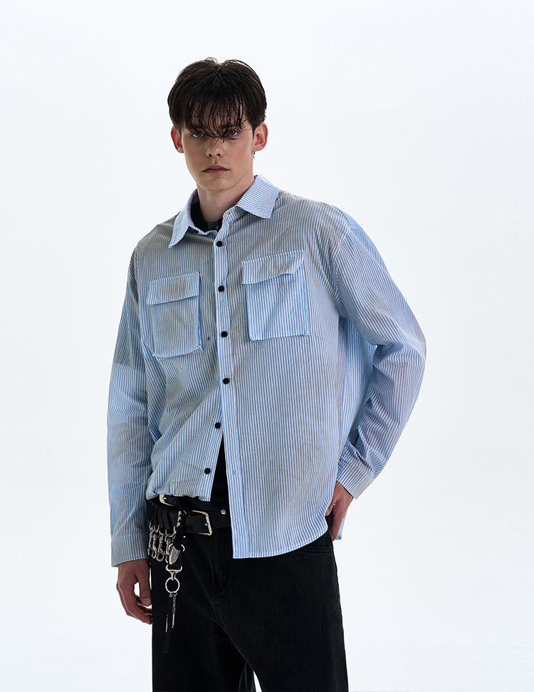 MADWITCH DIRTYFIT STRIPED BUTTON-UP SHIRT #L832