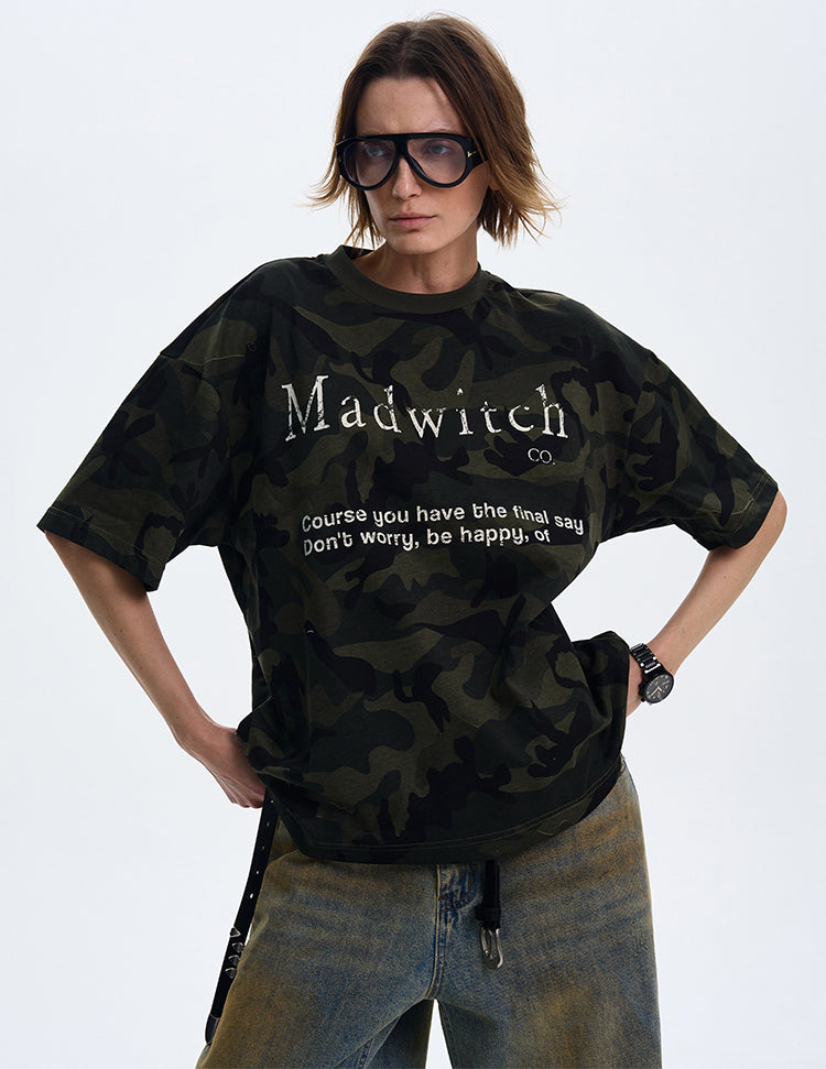 MADWITCH CAMO PRINT SHORT-SLEEVE T-SHIRT #MD4152