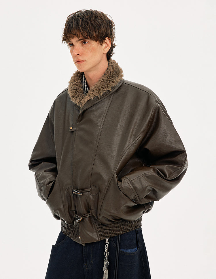 MADWITCH HORN BUTTON LEATHER QUILTED JACKET #AW25507