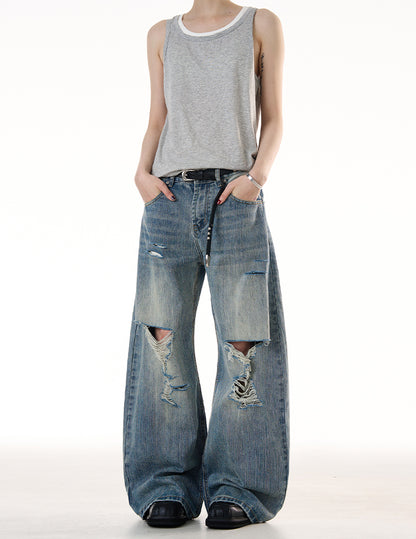 MADWITCH LOOSE RIPPED JEANS #G6683