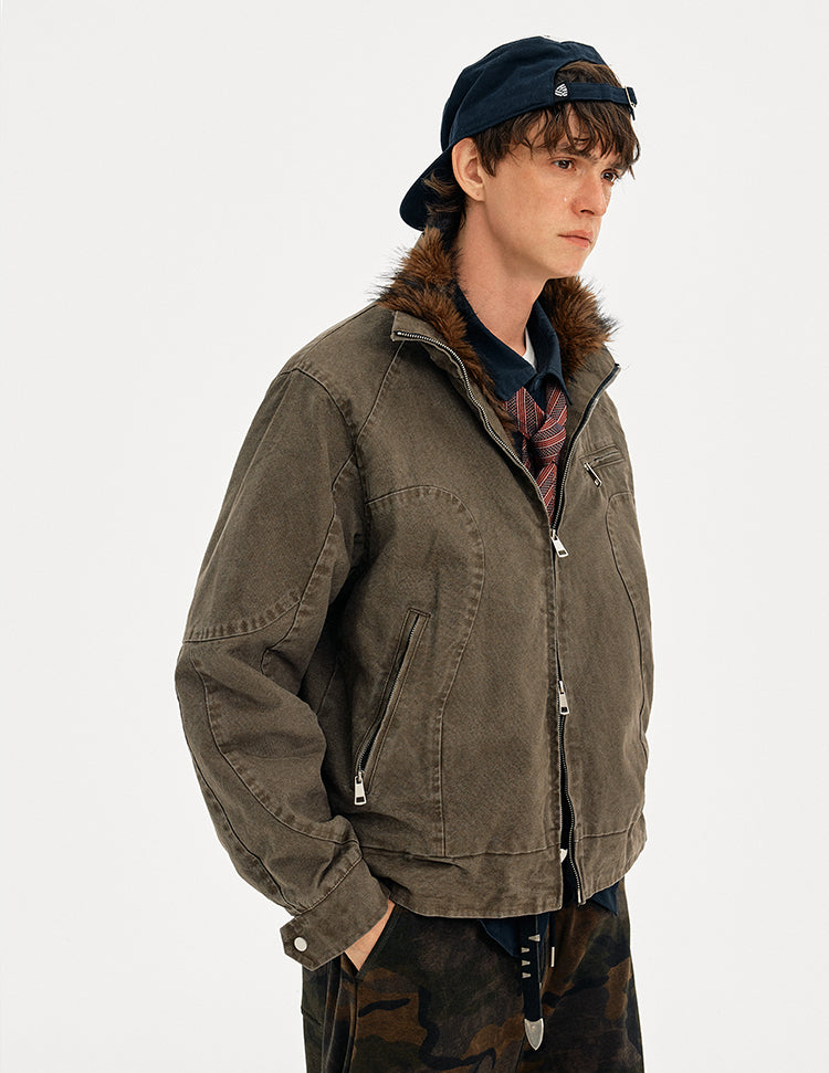 MADWITCH DECONSTRUCTED VINTAGE QUILTED FUR JACKET #AW25163