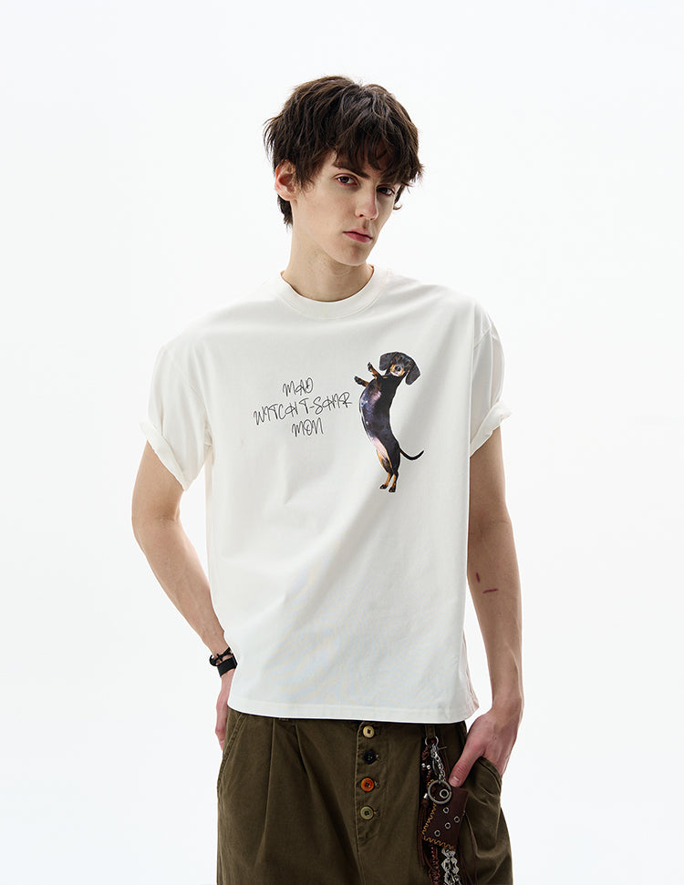 MADWITCH PUPPY PRINT T-SHIRT #MD4196