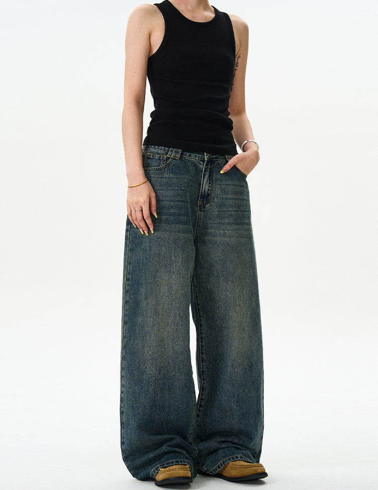 MADWITCH WASHED STRAIGHT-LEG JEANS #L501