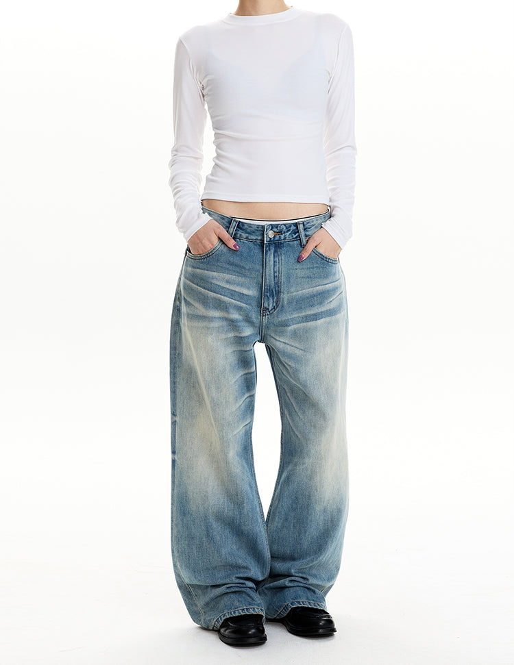 MADWIT WASHED STRAIGHT LEG JEANS #GP5573