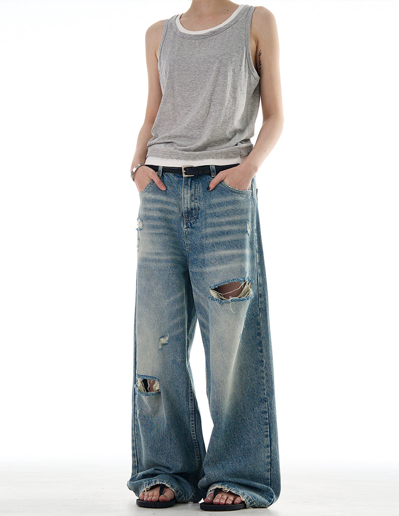 MADWITCH HIGH STREET VIBE DISTRESSED DENIM JEANS #K9559