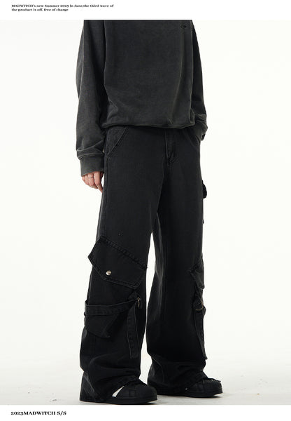 MADWITCH EDGY CROPPED CARPENTER PANTS #F9025