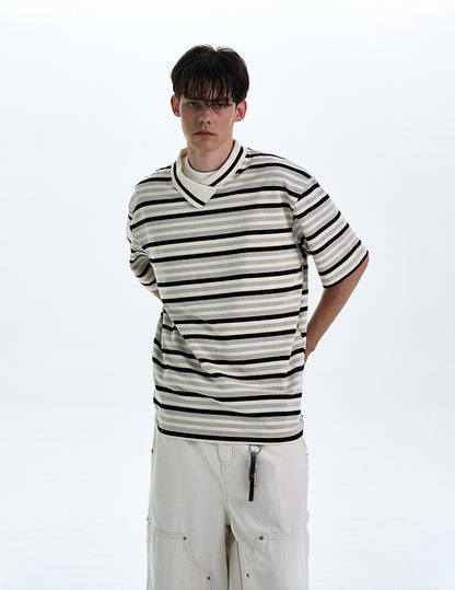 MADWITCH CONTRAST STRIPED T-SHIRT #G1525