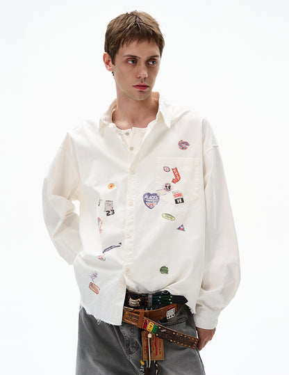 MADWITCH RAW-EDGE LONG SLEEVE SHIRT #BR92
