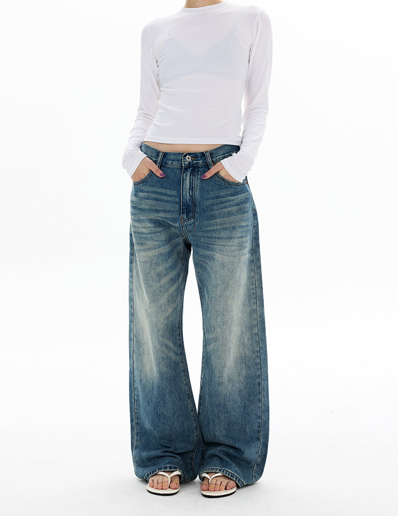 MADWITCH VINTAGE WASHED WIDE LEG JEANS #CK5550