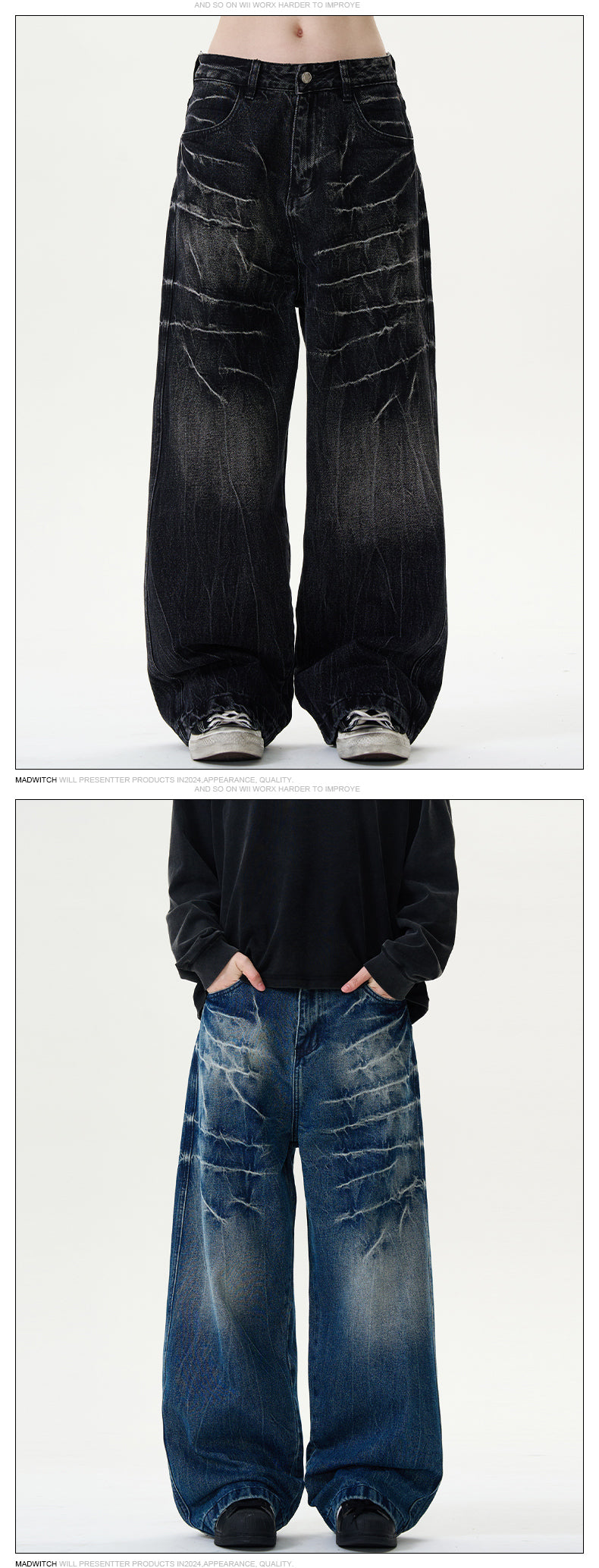 MADWITCH CRACKLE WASHED DENIM PANTS #DCD1650