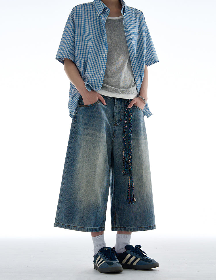 MADWITCH LOOSE FIT CROPPED DENIM JEANS #G6682