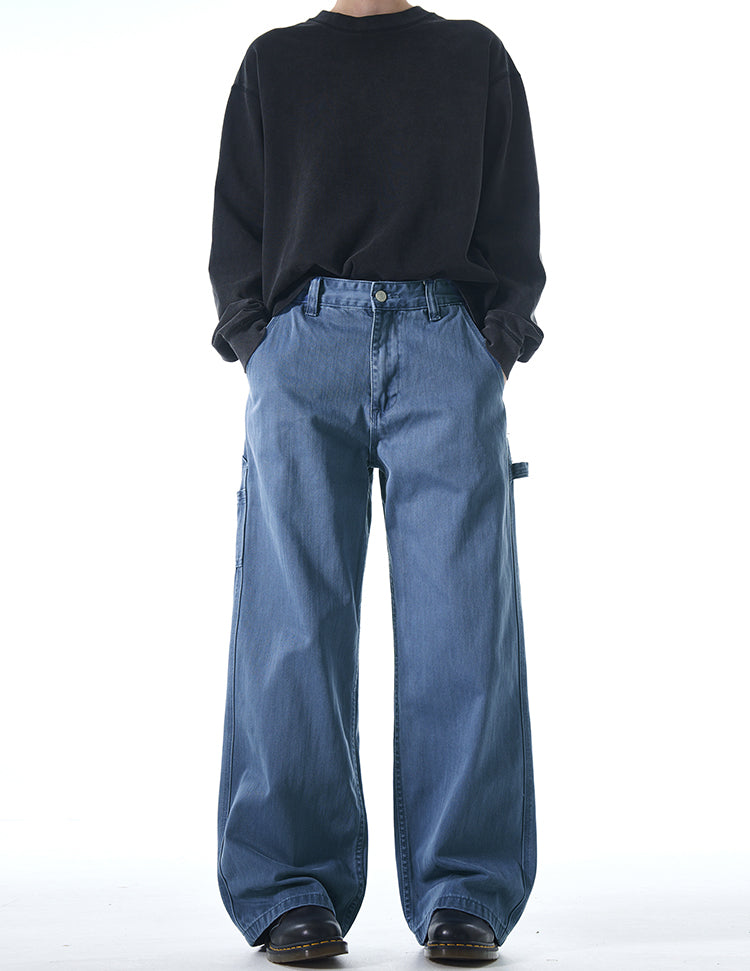 MADWITCH STRAIGHT-LEG FRENCH WORK DENIM PANTS #F9009