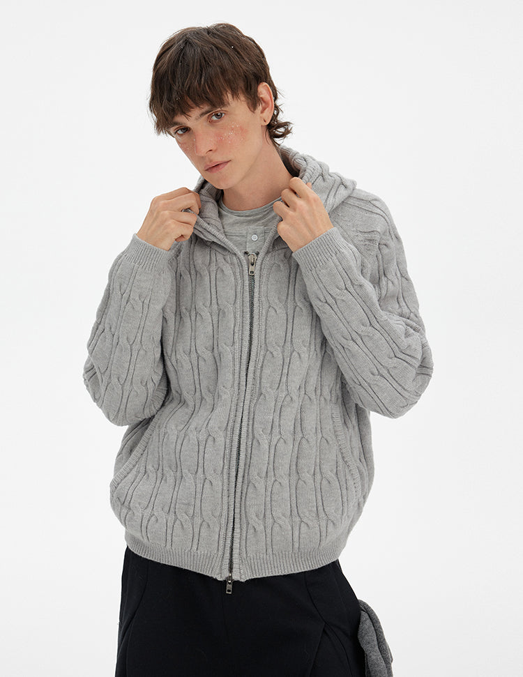 MADWITCH RETRO CABLE KNIT HOODIE #MY020