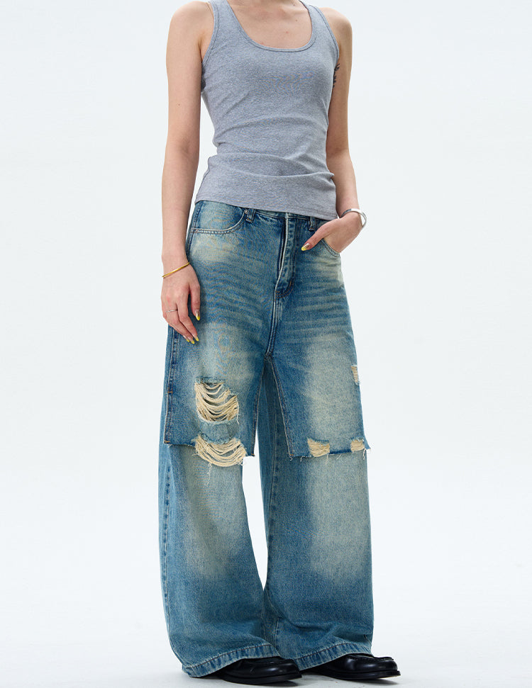 MADWITCH PATCHWORK DISTRESSED JEANS #CK1168