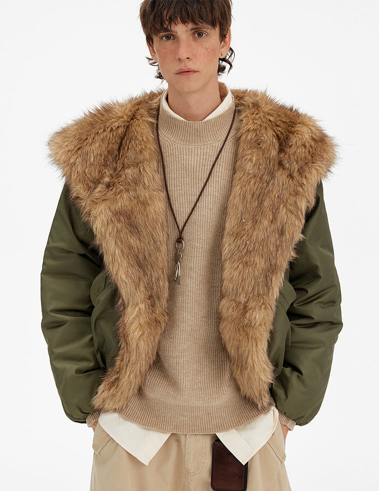 MADWITCH FAUX FUR COLLAR PUFFER JACKET #BM334