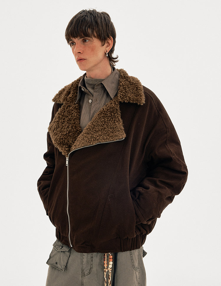 MADWITCH DIAGONAL FUR JACKET #MY0212