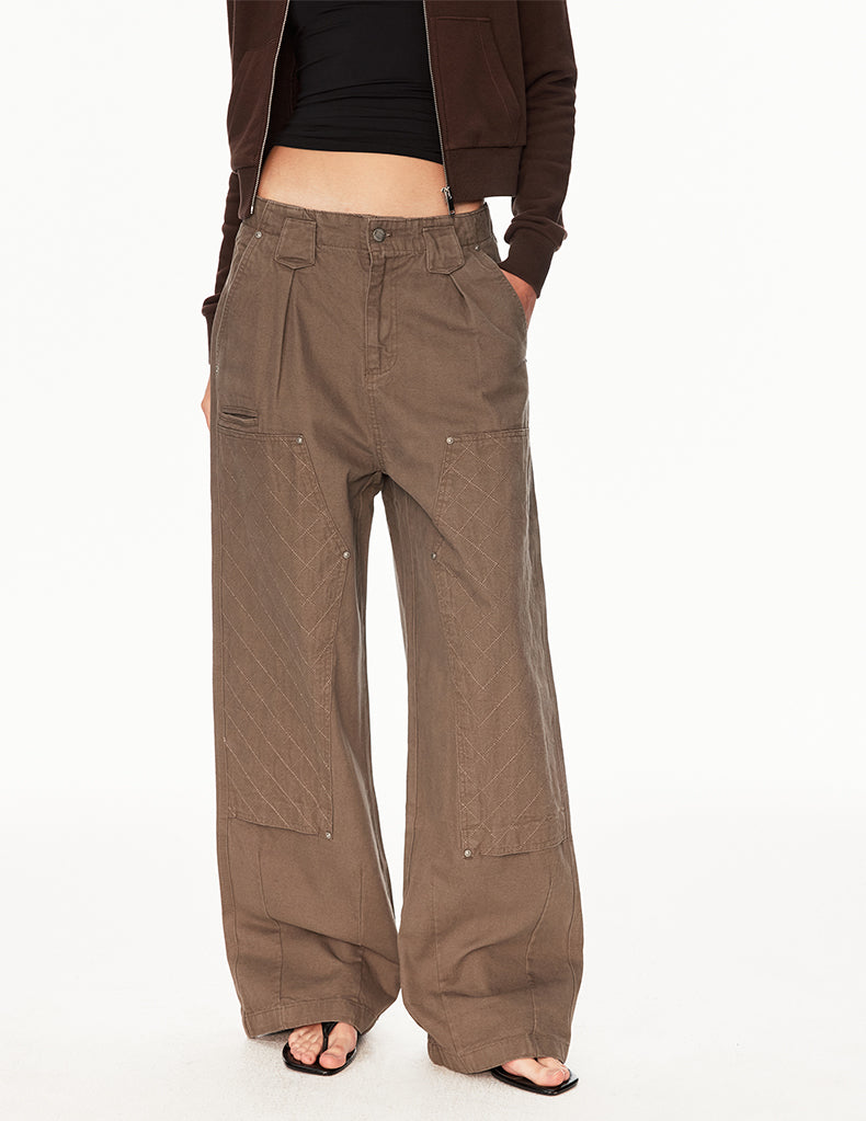 MADWIT PATCHWORK PLEATED WORK PANTS #CK6939