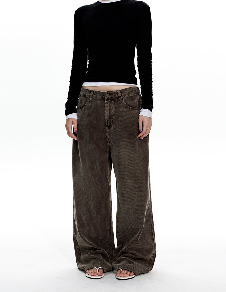 MADWITCH WASHED CORDUROY STRAIGHT JEANS #GPC3571