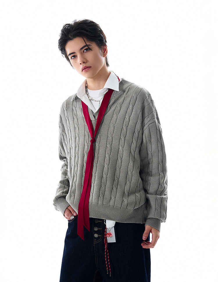 MADWITCH V-NECK RETRO SWEATER #MY009