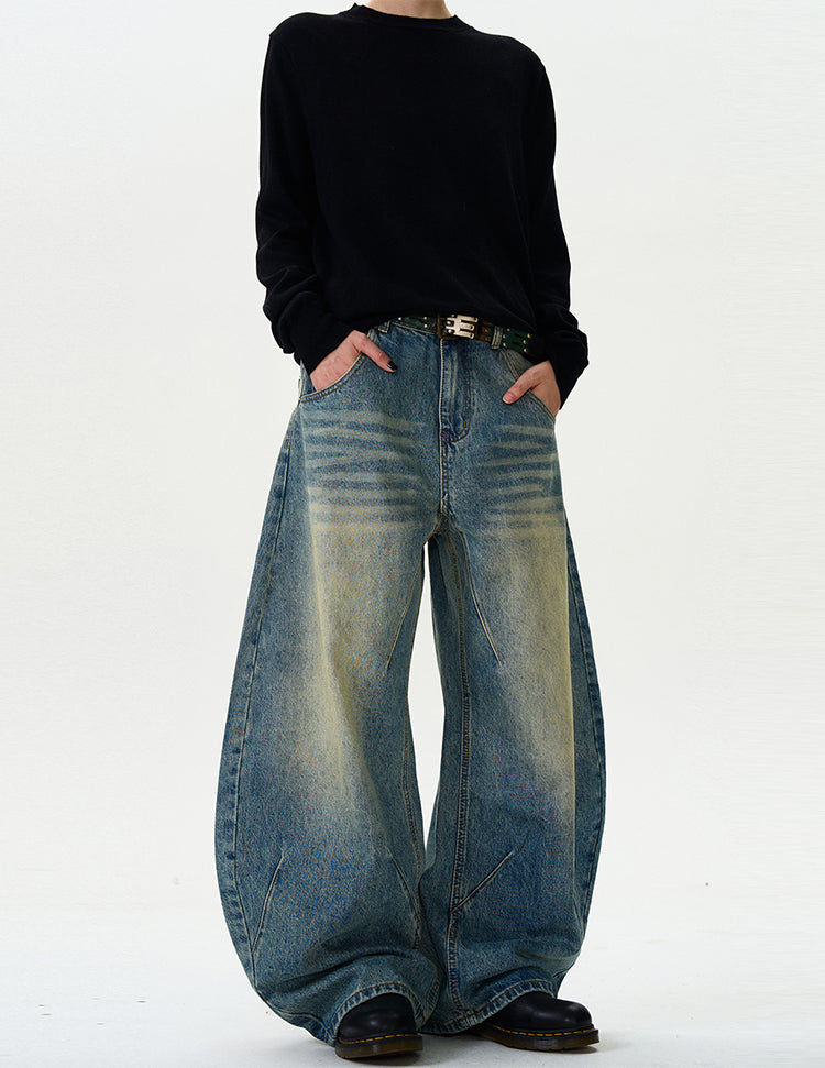 MADWITCH BEND-LEG WIDE-LEG DENIM JEANS #CK9367