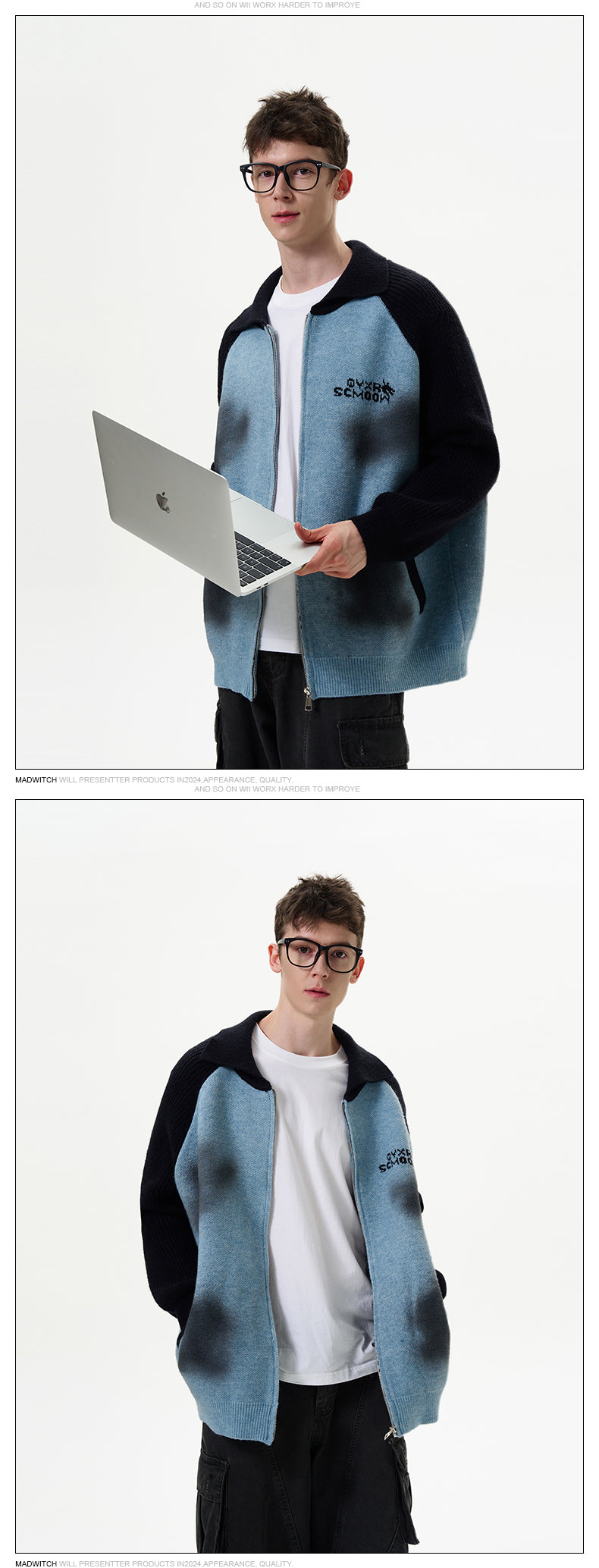MADWITCH COLOR-BLOCKED SWEATER JACKET #M390
