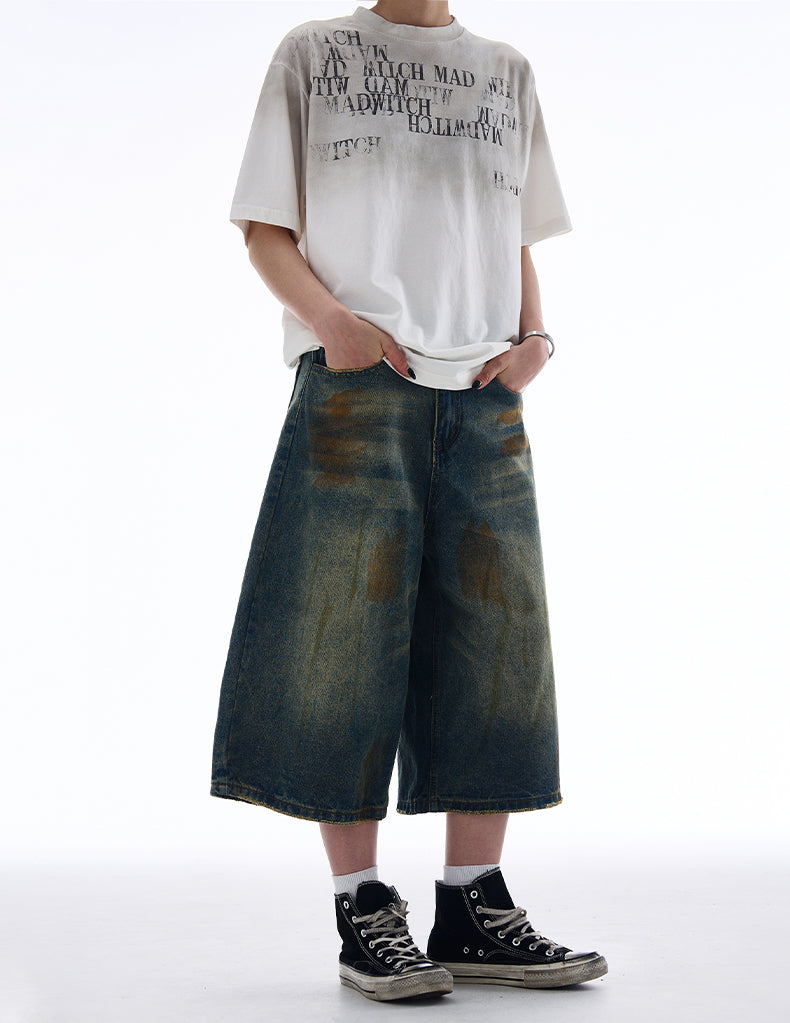 MADWITCH VINTAGE WIDE-LEG CROP JEANS #NZ7319