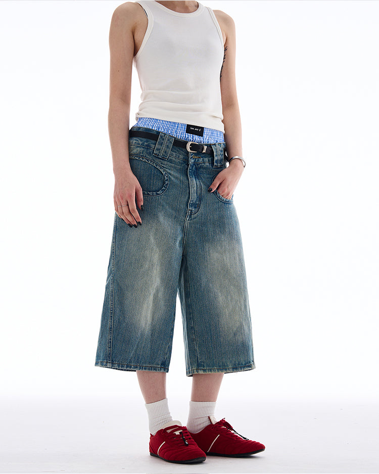 MADWITCH DESIGNER-STYLE CROPPED JEANS #L826