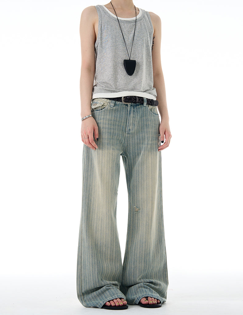 MADWITCH VINTAGE SLUB COTTON JEANS #Z011