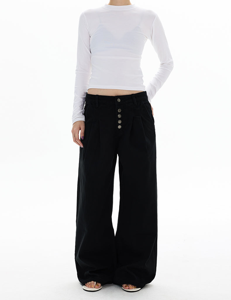MADWITCH DOUBLE PLEAT BUTTON TROUSERS #G6935