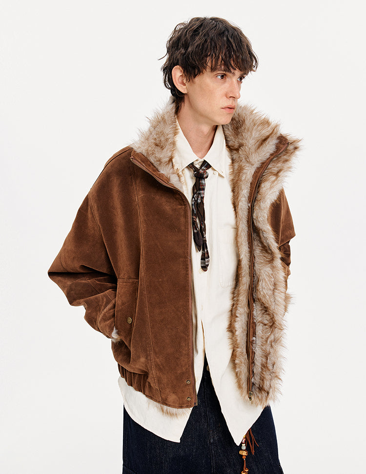 MADWITCH SUEDE STAND COLLAR QUILTED JACKET #AW25172