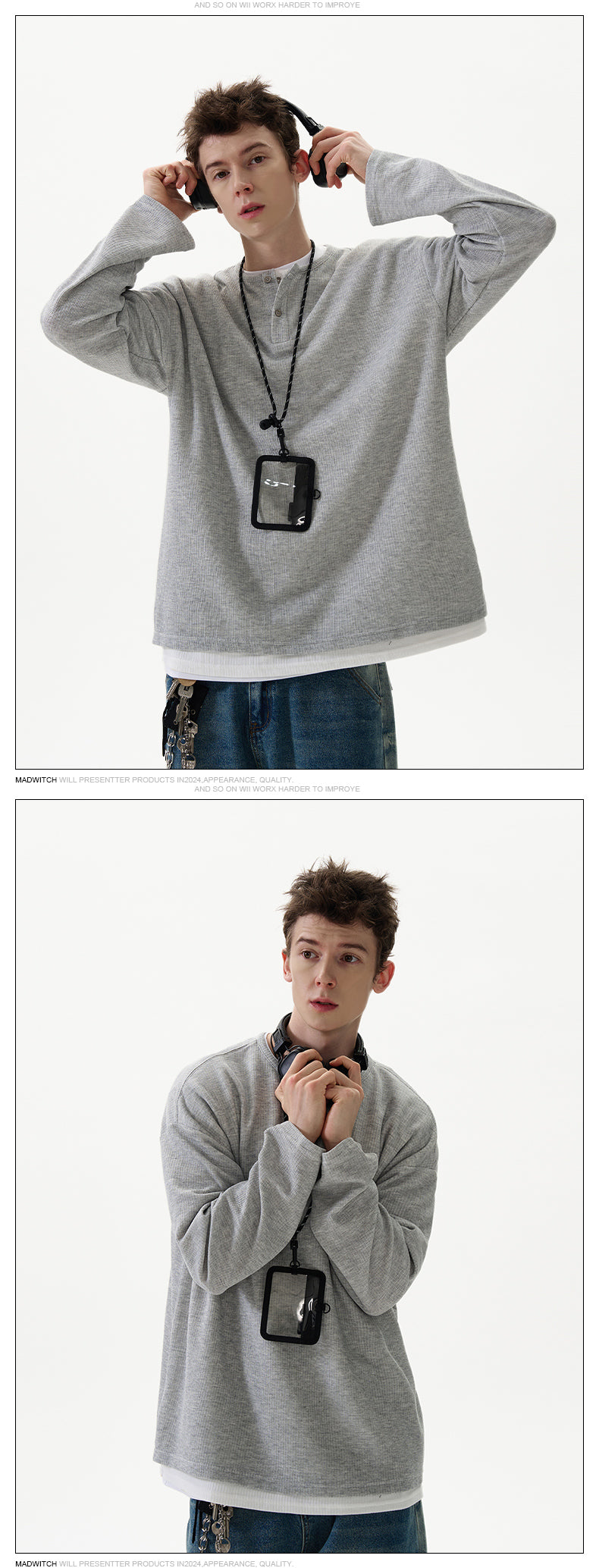 MADWITCH AUTUMN FAKE TWO-PIECE HOODIE #6882