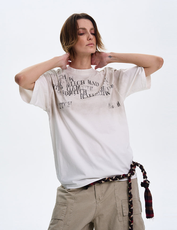 MADWITCH LETTER PRINT SHORT SLEEVE #MD3635