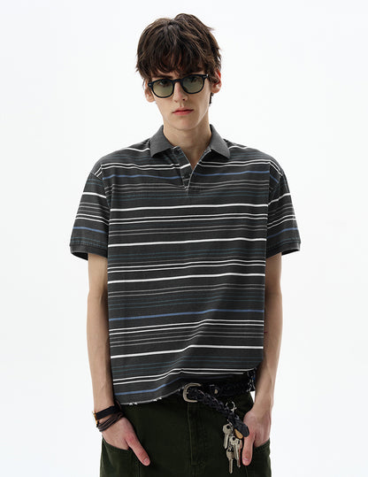 MADWITCH STRIPED POLO SHIRT #0244